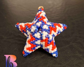 TUTORIAL - 3D Peyote Star - 3 color, 4x4 zigzag/Rainey - starry fun