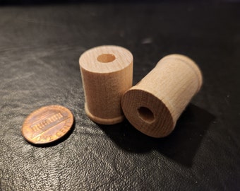 Set of two 1 inch x 3/4 inch wooden spools for crafting