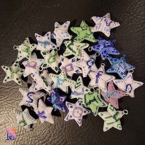 Set of Twenty-six letter (A to Z, alphabet) 8-rows stars / TUTORIAL - 3D Peyote Star / - starry fun