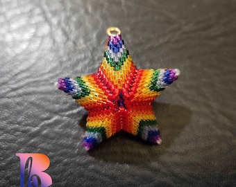 TUTORIAL - 3D Peyote Star - ROYGBIV+white chevron/Winifred - starry fun