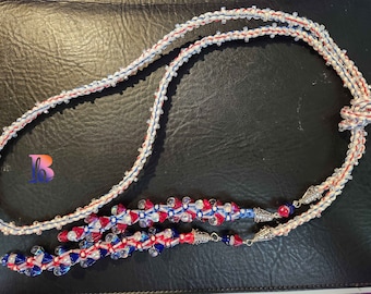 66.5" patriotic kumihimo lariat