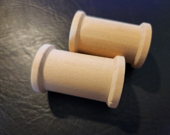 Set of two 2 inch x 1 3/8 inch wooden spools for crafting