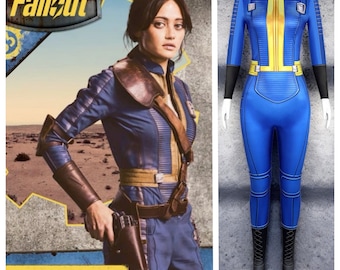 Fallout Cosplay Costume, Blue Jumpsuit Uniform,Jumpsuit Cosplay Costume Bodysuit Uniform Adult Suit,Gift for any fan of Fallout