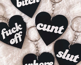 Rude/Offensive/Swear/Curse/Gift/Heart Keyring