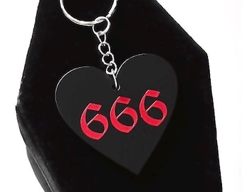 666 Black Heart Keyring/Satanic/Gothic/Accessories