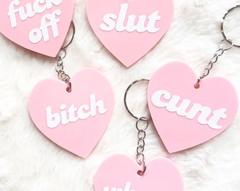 Rude/Offensive/Swear/Curse/Gift/Heart Keyring