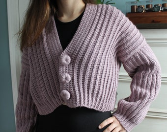 Pull cardigan au crochet fait main | Taille Moyenne