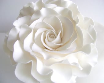 White Rose Cake Topper Flower Cake Topper Wedding Cake Flower Floral Wedding Cake Topper Clay Wedding Cake topper