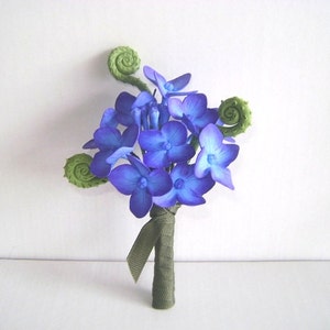 Wedding Hydrangea Boutonniere Groomsmen Blue Purple Flower Bestman Flower Made to Order image 5