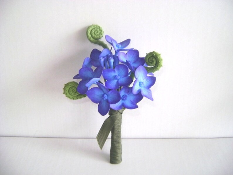 Wedding Hydrangea Boutonniere Groomsmen Blue Purple Flower Bestman Flower Made to Order image 5