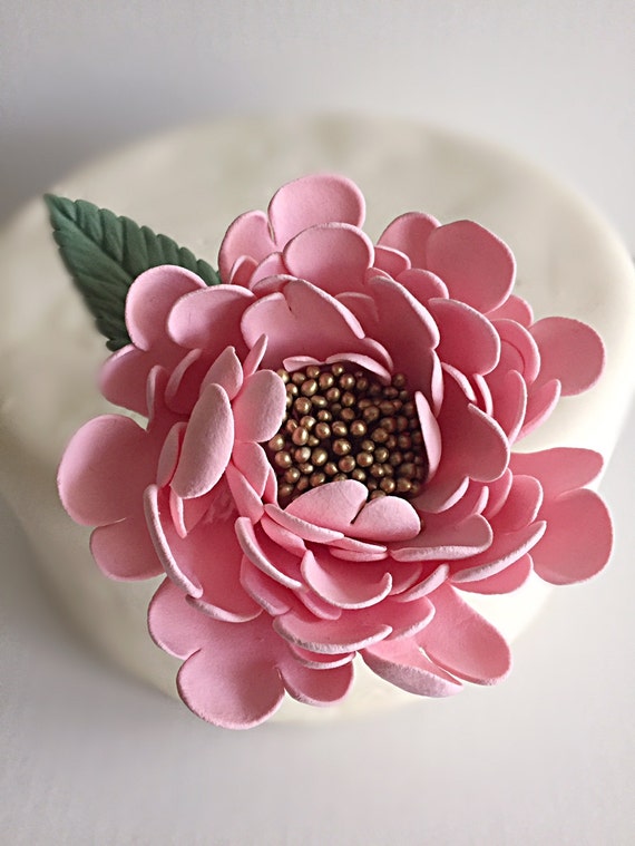 Pink Gold Peony Wedding Cake Topper Cake Flower Clay Flowers Wedding Cake Flower Decor Cake Design Handmade Cake Flower- Made to Order