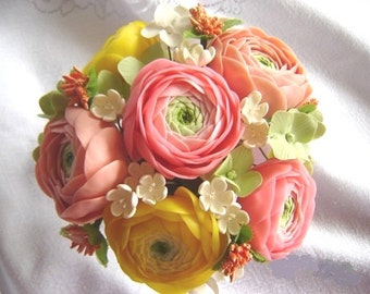 Recepción de bodas Flores Primavera Ranunculus Decoración de bodas Ajustes de mesa Flores hechas a pedido