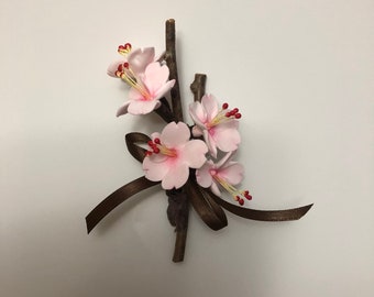 Cherry Blossoms Boutonniere Clay Flowers Bestman flower Groom Flower- MADE to Order
