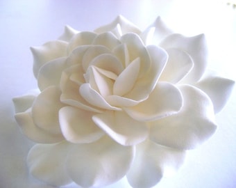 Gardenia Hair flower Bridal Hair clip Wedding Hair flower Clay flowers- Made to Order