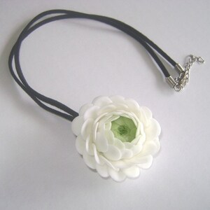 Bridesmaid Gift. White Ranunculus Necklace image 1