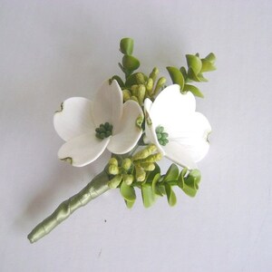 White Dogwood Boutonniere Wedding Boutonniere Groomsmen Flower Made to Order image 2