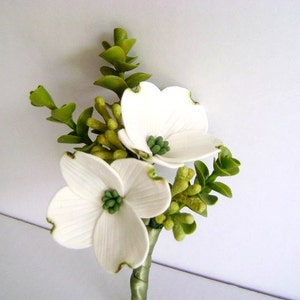 White Dogwood Boutonniere Wedding Boutonniere Groomsmen Flower Made to Order image 4