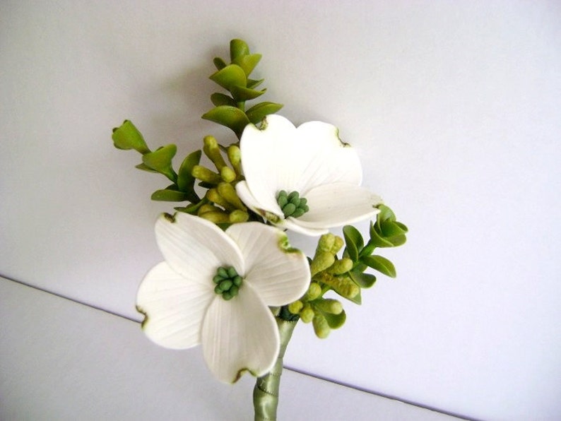 White Dogwood Boutonniere Wedding Boutonniere Groomsmen Flower Made to Order image 4