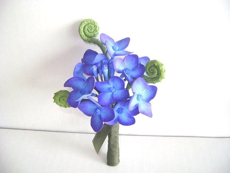 Wedding Hydrangea Boutonniere Groomsmen Blue Purple Flower Bestman Flower Made to Order image 2