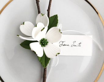 Dogwood Flower Place Card Holder Wedding Reception Card Holder Wedding Clay Flowers Favor- Set of 10