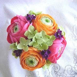 Spring Wedding Centerpiece Handmade Clay Ranunculus Wedding Decoration Wedding Table Settings Cake Topper Reception Decor image 5