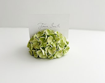 Green Hydrangea Place Card Holder Clay Flowers Wedding Events Flowers-Set of 10