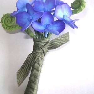 Wedding Hydrangea Boutonniere Groomsmen Blue Purple Flower Bestman Flower Made to Order image 4