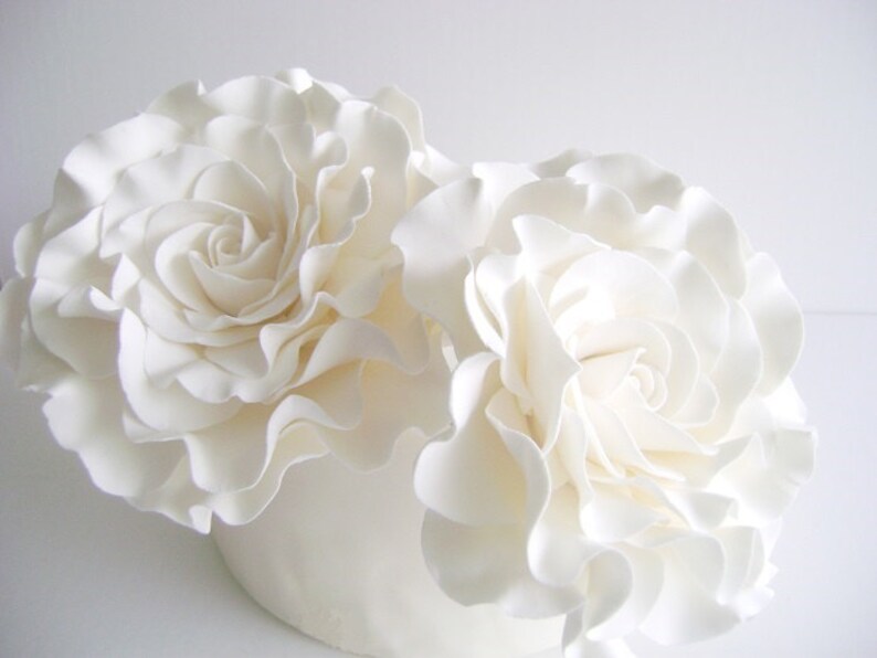 White Rose Cake Topper Flower Cake Topper Wedding Cake Flower Etsy