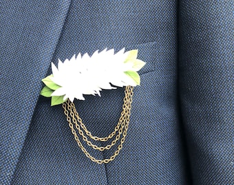 Wedding Boutonnière Grooms Flower Best Man Boutonnière Clay Flowers