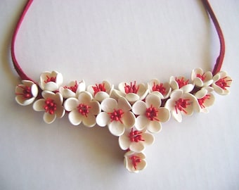 Blossoms Wedding Necklace - Red and White Bridal/Bridesmaid Necklace