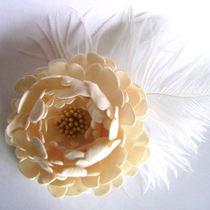 Bridal Hair Fascinator Ivory Peony Wedding Flower Hair Clip image 1