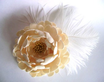 Bridal Hair Fascinator Ivory Peony Wedding Flower Hair Clip
