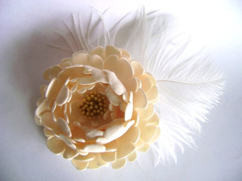 Bridal Hair Fascinator Ivory Peony Wedding Flower Hair Clip image 1