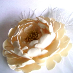 Bridal Hair Fascinator Ivory Peony Wedding Flower Hair Clip image 3