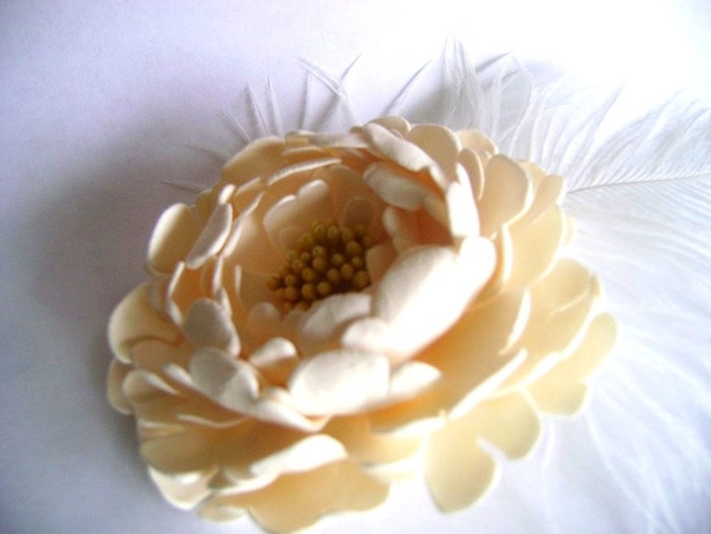 Pince à cheveux pour cheveux de mariée avec pivoine ivoire et fleur de mariage image 3