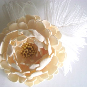 Bridal Hair Fascinator Ivory Peony Wedding Flower Hair Clip image 2