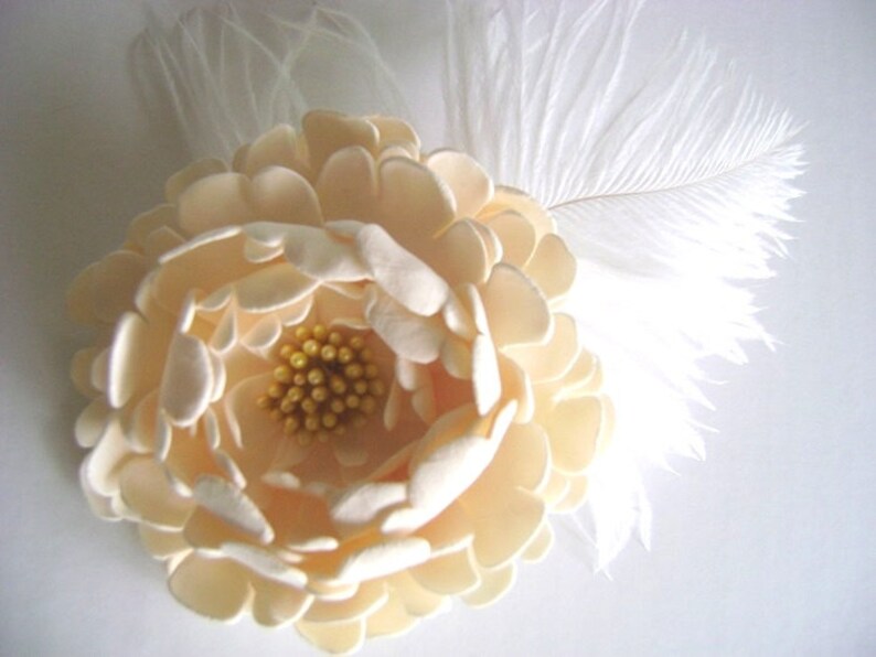 Bridal Hair Fascinator Ivory Peony Wedding Flower Hair Clip image 2