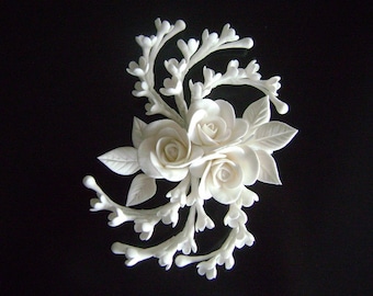 Wedding Hair Piece Bridal Hair fascinator White Rose Hair Clip Wedding Hair Flower Clay Flowers Bridal Hair Accessories