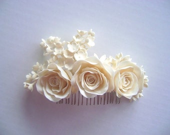 Bridal Ivory Hair Piece - Wedding Hair Piece -Made to Order