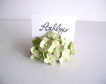 Green Hydrangea Place Card Holder Clay Flowers Wedding Events Flowers-Set of 10