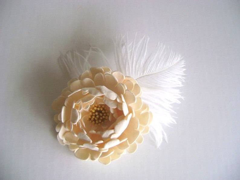 Bridal Hair Fascinator Ivory Peony Wedding Flower Hair Clip image 4