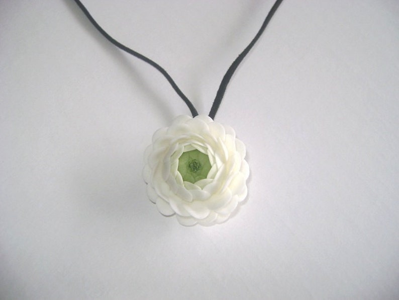 Bridesmaid Gift. White Ranunculus Necklace image 2