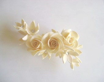 Ivory Rose Stephanotis Hair Flower Wedding Hair fascinator. Birdal/Bridesmaid Hair Clip Made to Order