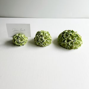 Wedding Place Card Table Number Holder Green Hydrangea Clay Flowers Wedding Events-Set of 10