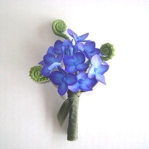 Wedding Hydrangea Boutonniere Groomsmen Blue Purple Flower Bestman Flower Made to Order image 1