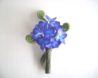 Mariage hortensia boutonnière garçons d'honneur bleu violet fleur Bestman fleur sur commande