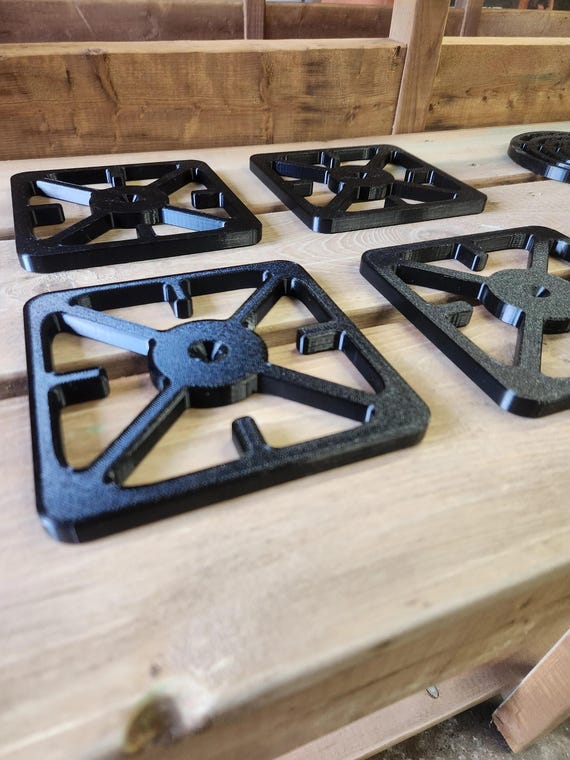 Multi Gas Style Burners/Control Knobs For The DIY Mud Kitchen Build. Durable and UV/Weather Resistant. Each set has 4 Burners and 4 Knobs