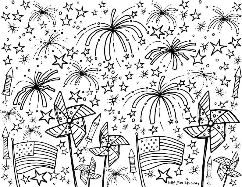 Printable Fourth of July Coloring Page for Kids instant | Etsy