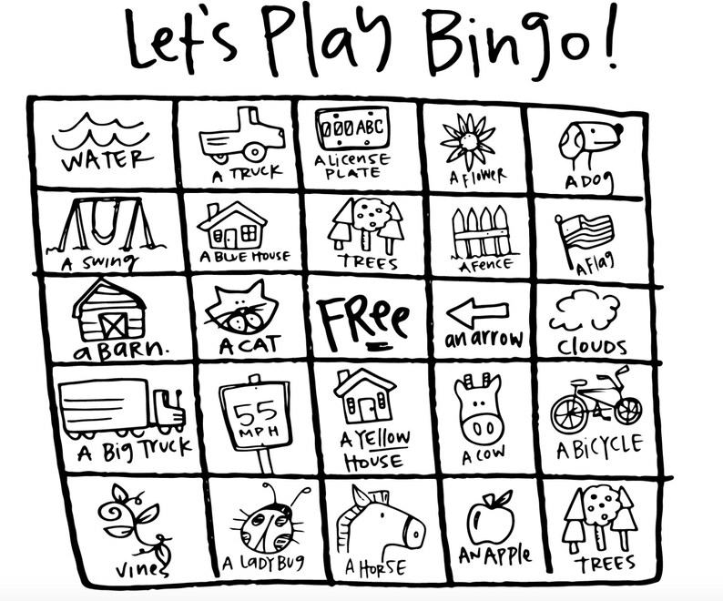Road Trip Bingo Cards Printable