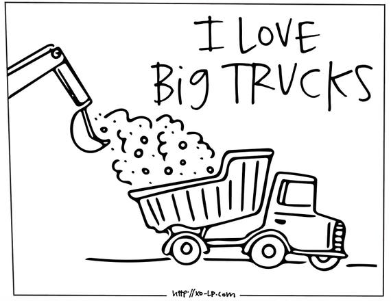 Download I Love Big Trucks Coloring Book Printable Instant Download Etsy